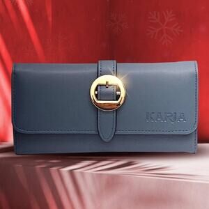 KARIA Women's Long Wallet Blue Card Holder New High Quality Great for to Gift